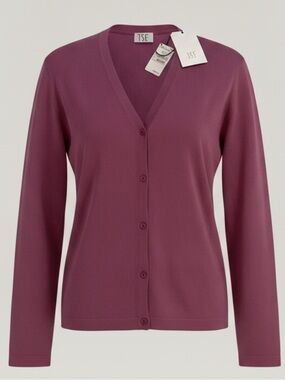 TSE V-Neck Button Cardigan - Plum